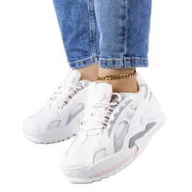 PA1 Germainin valkoiset ja vaaleanpunaiset wedge-lenkkarit valkoinen vaaleanpunainen hopea