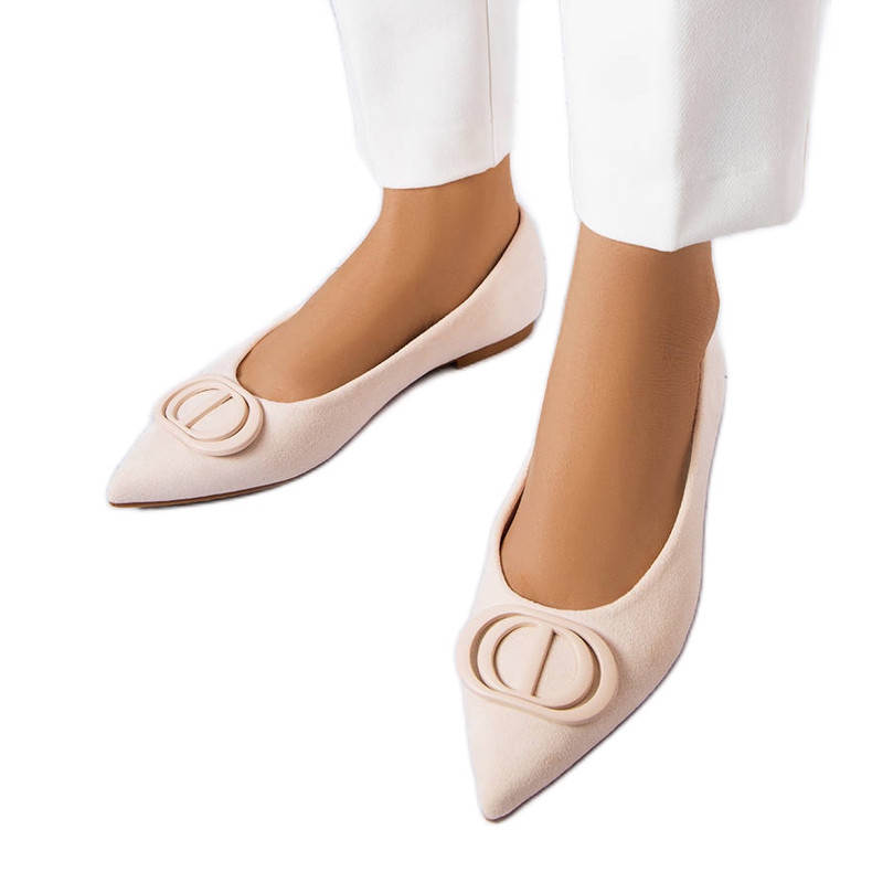 Grignonin beige-balerinat ekologisesta mokkanahkasta