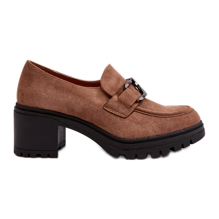 Vinceza Suede Chunky High Heels Brown Finley ruskea