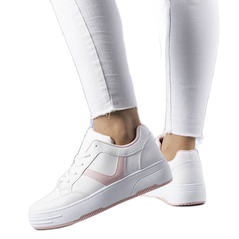 BM Trépanin valkoiset ja vaaleanpunaiset alustalenkkarit valkoinen