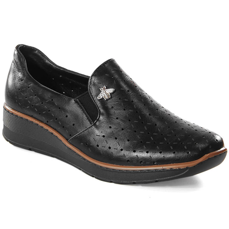 Naisten mustat harjakattoiset kiilakengät Jezzi MR1840-12