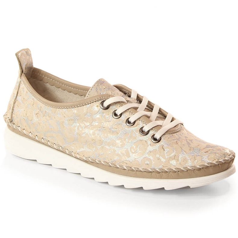 Nahka vaaleat naisten urheilukengät beige Artiker 52C0691