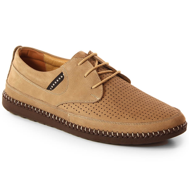 Miesten kevyet beigenväriset harjakattoiset nahkakengät T.Sokolski Sar W21-913 ruskea