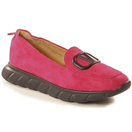 Naisten fuksia-mokkanahkaiset slip-on kengät Vinceza 10859 vaaleanpunainen