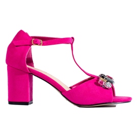 Vaaleanpunaiset mokkanahkaiset naisten sandaalit Shelovet vaaleanpunainen