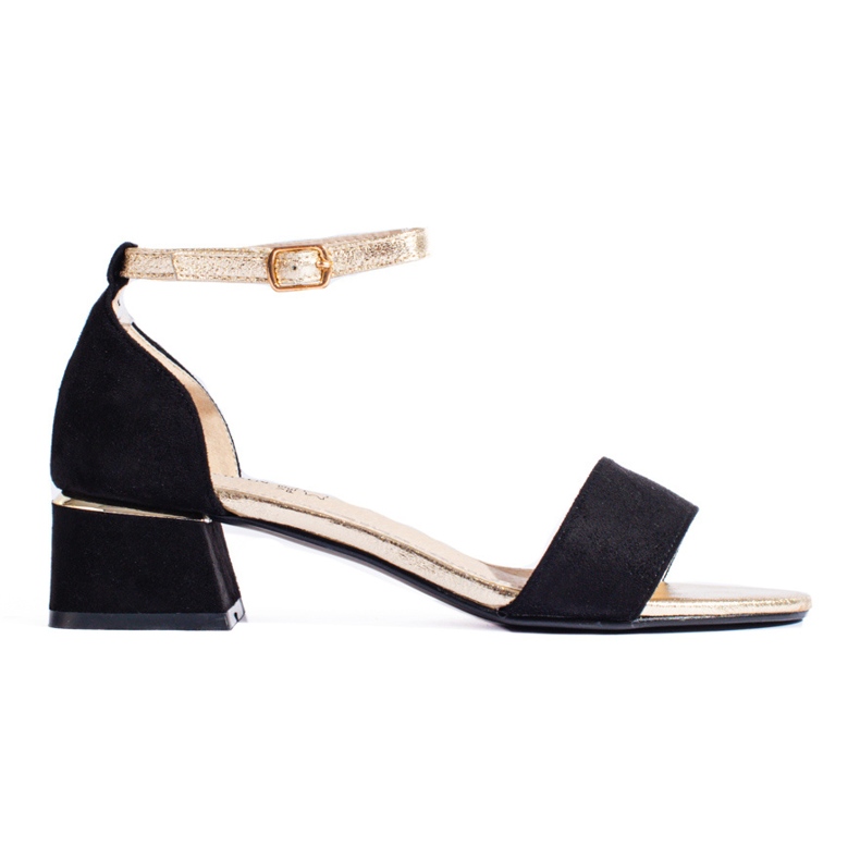 Naisten Shelovetin mustat matalakorkoiset sandaalit