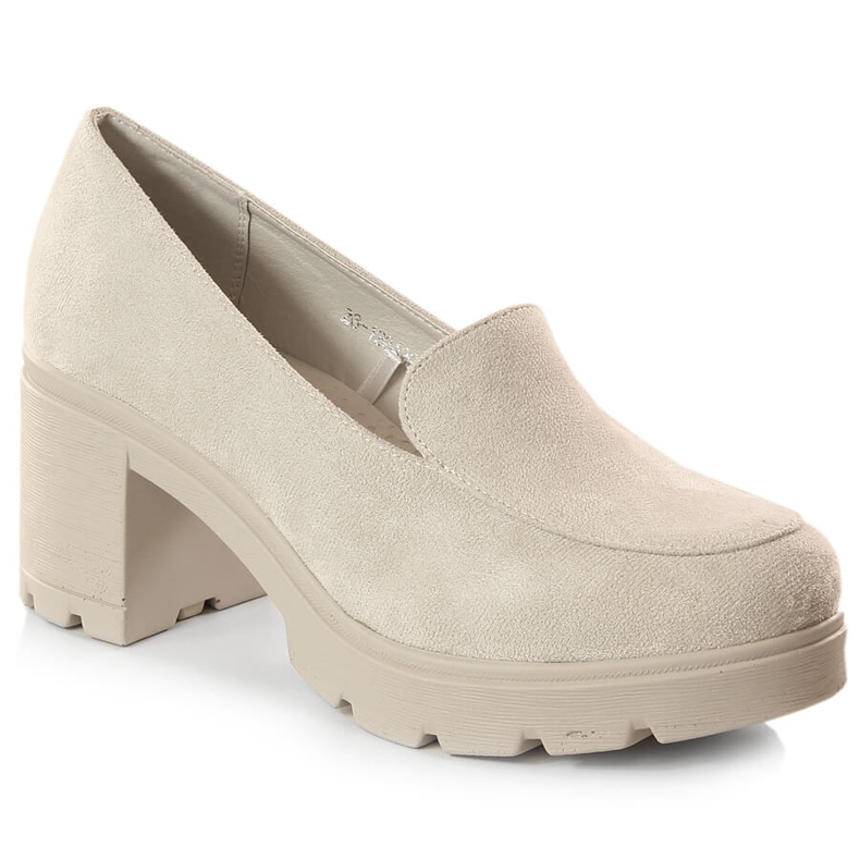 Naisten mokkanahkakorkokengät ja harmaat alustakengät Potocki SZ12040 beige