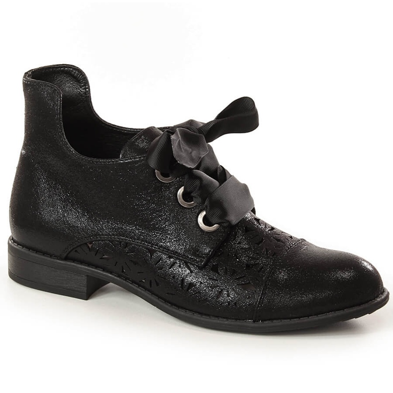 Naisten harjakattoiset tasaiset mustat saappaat Jezzi ASA142-6A