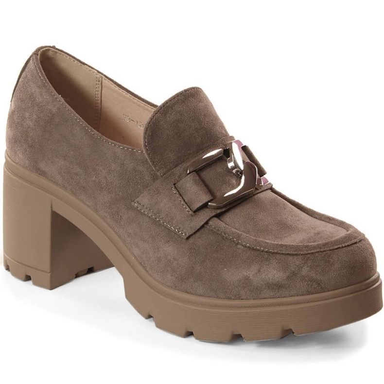 Potocki W WOL135 mokkanahkakengät pylväällä ja alustalla beige