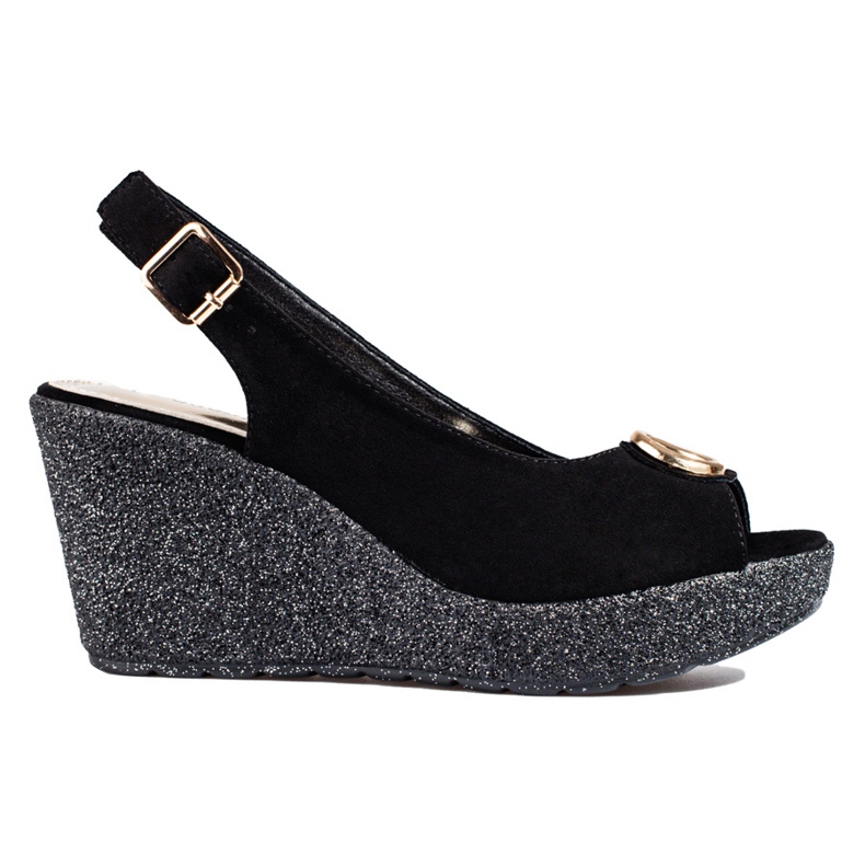 Naisten Shelovetin mustat mokkanahkasandaalit