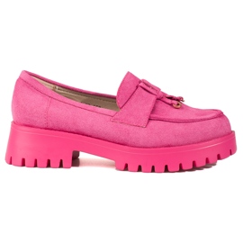 Shelovet vaaleanpunaiset mokkanahkaiset alustahousut vaaleanpunainen