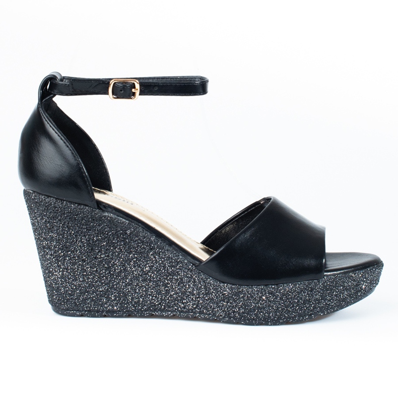 Naisten Shelovetin mustat korkeakiila sandaalit