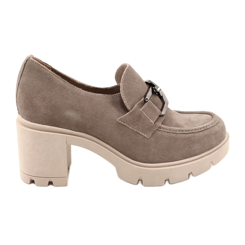 Lemar Elegantti Brogues kantapäässä, jossa on tumma hopea beige koristelu Harmell