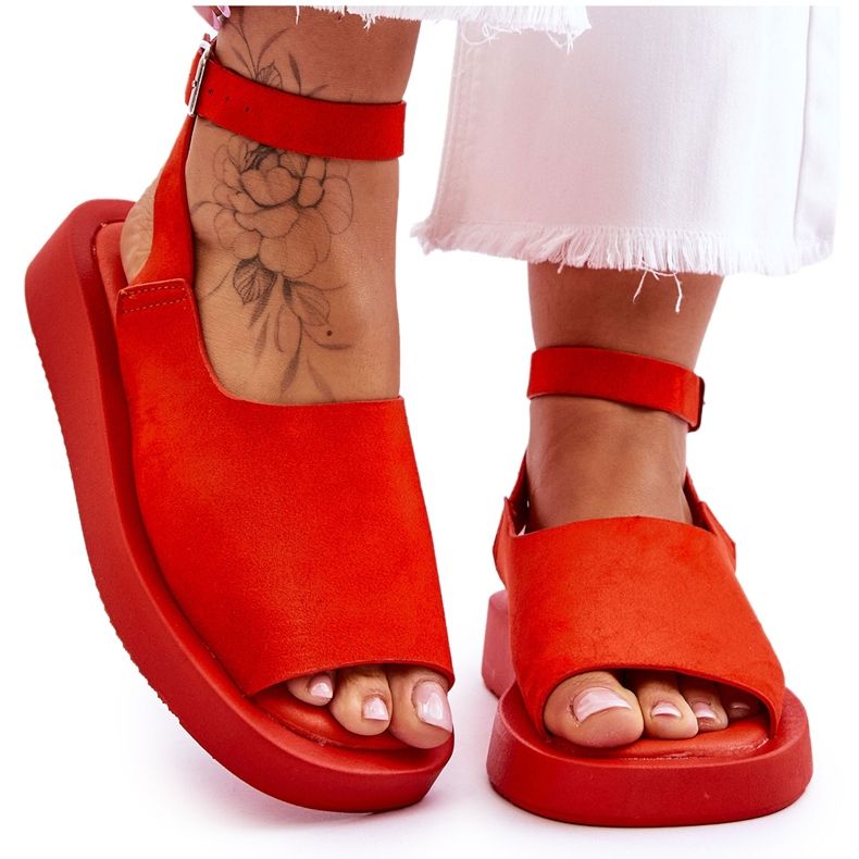 FG2 Mukavat naisten sandaalit, tummanoranssi rubie