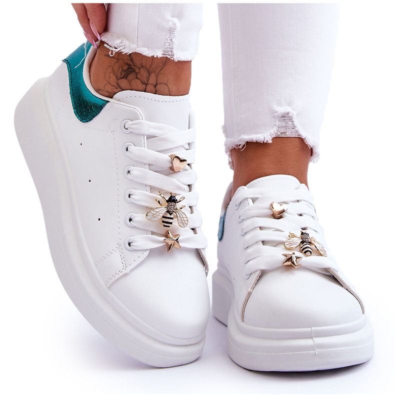 FG2 Naisten urheilukengät massiivisella alustalla, valkoinen ja vihreä Chante