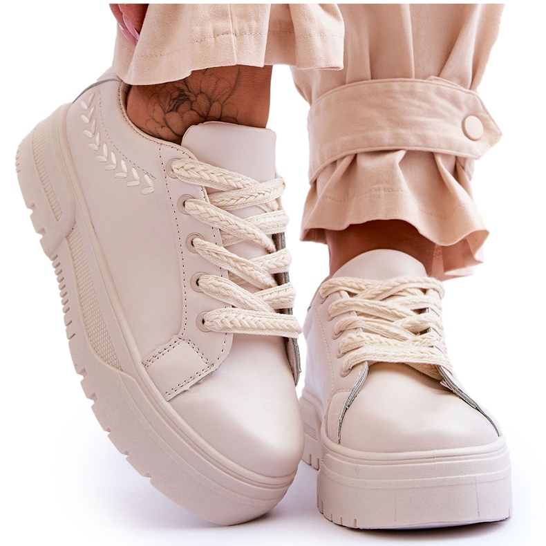 FG2 Mukavat naisten urheilukengät beige Devan