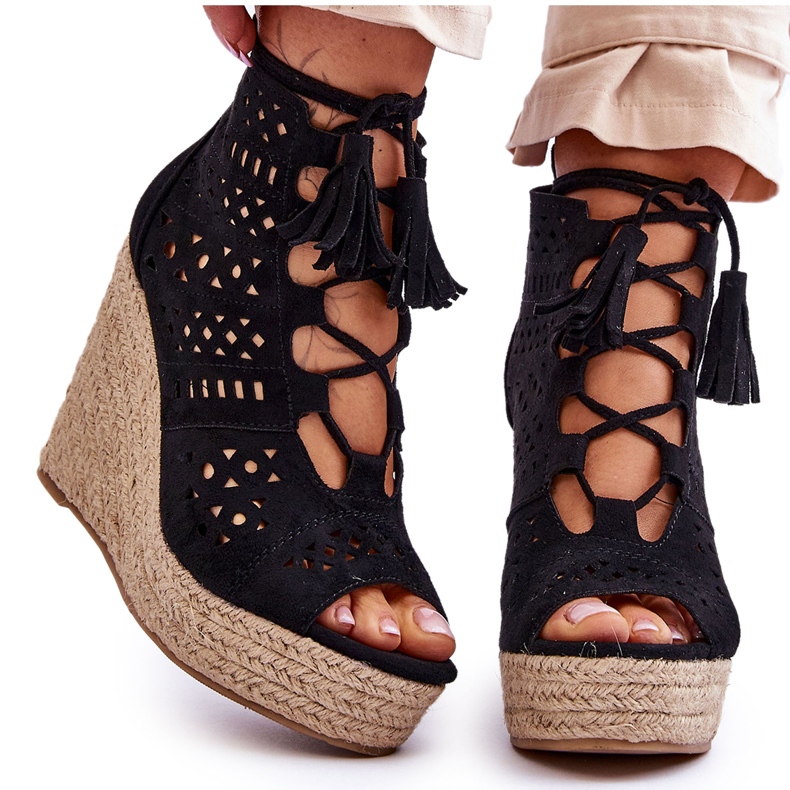 FB1 Suede harjakattoiset Wedge Boots Black Berthe musta