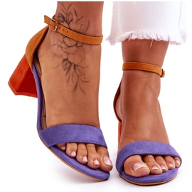 FB1 Purppura ja keltainen Quincy Suede matalakorkoiset sandaalit violetti