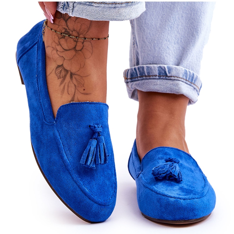 FB1 Suede Classic Fringed Loafers Blue Averil sininen