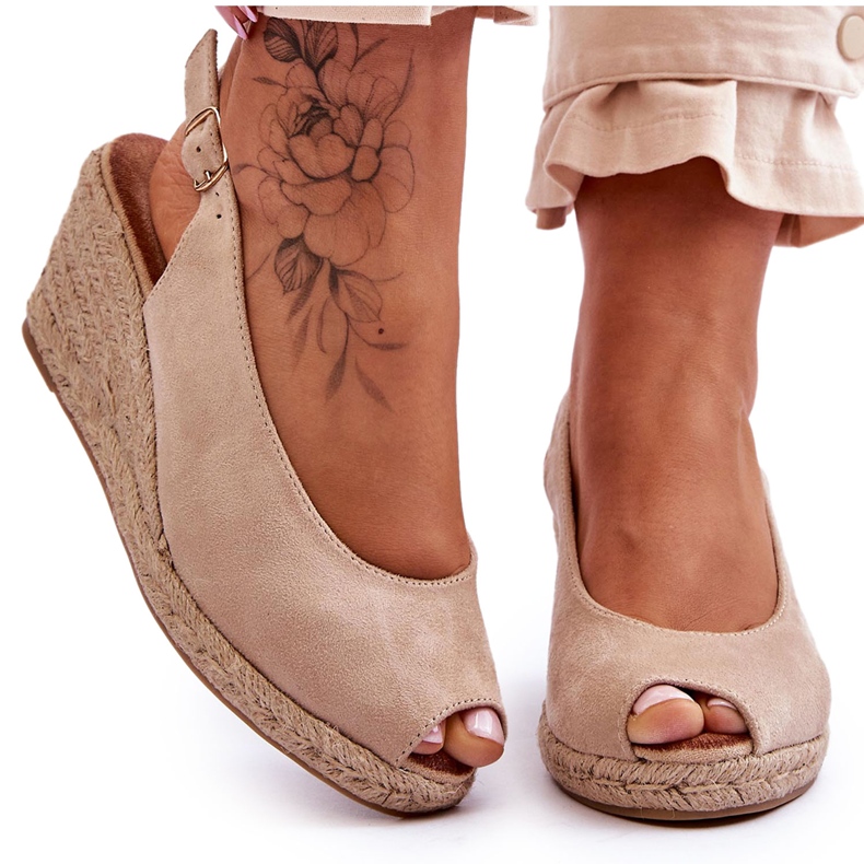 Elsie Beige mokkanahkainen Wedge sandaalit ruskea Elsie Beige mokkanahkainen Wedge sandaalit ruskea