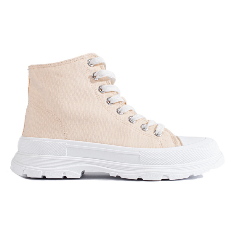 Shelovet naisten korkeat tekstiililenkkarit beige