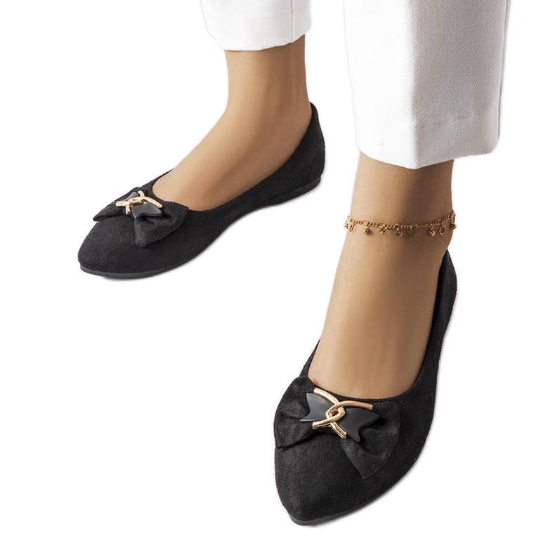 Jetté mustat suivakärkiset balerinat