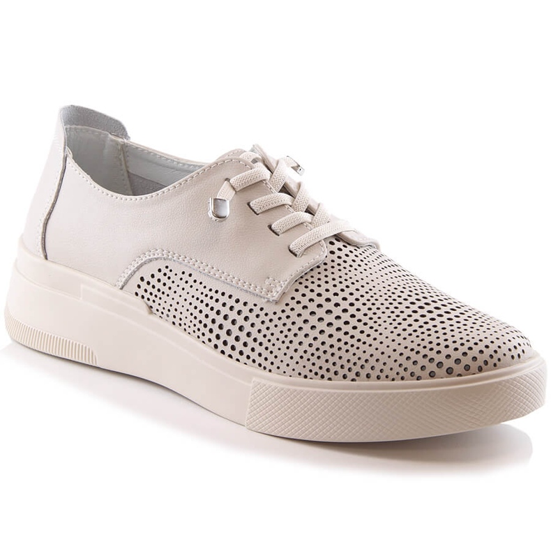 Naisten beige nahkaiset harjakattoiset kengät Filippo DP4405