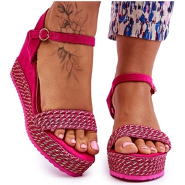 Klassiset naisten kiila sandaalit Fuchsia Malmo vaaleanpunainen