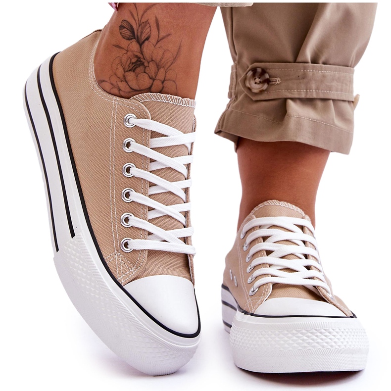 FB2 Naisten tennarit paksulla alustalla beige karjanvärinen