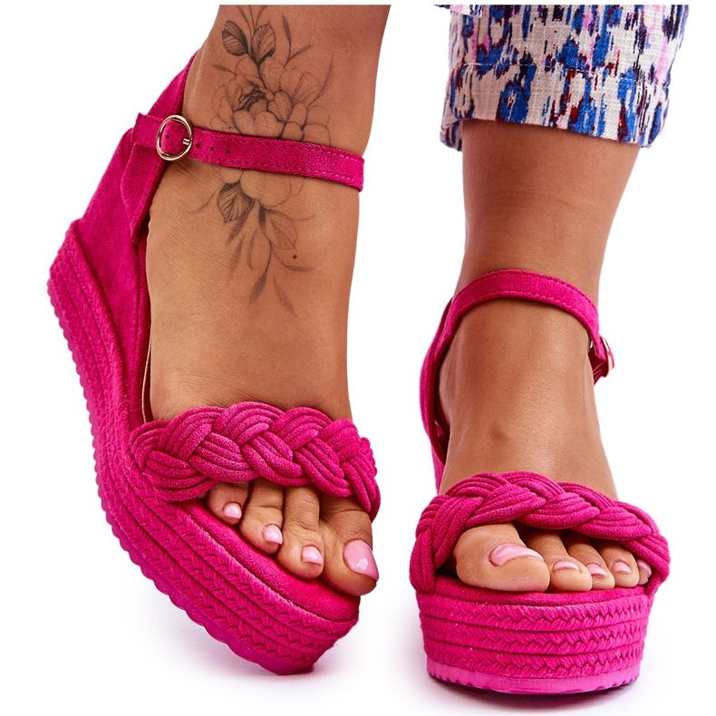 FB2 Klassiset Fuchsia Denisse Suede Wedge sandaalit vaaleanpunainen
