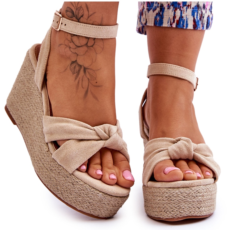 Naisten wedge sandaalit beige Kendall ruskea