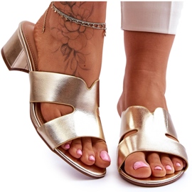 FJ1 Klassiset matalakorkoiset nahkasandaalit Golden Miley kultainen