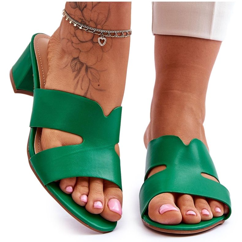 FJ1 Klassiset matalakorkoiset nahkasandaalit Miley Green vihreä
