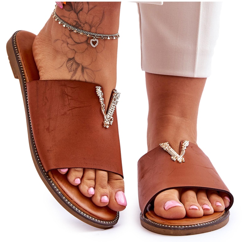 FJ1 Naisten klassiset Camel Bertha -koristetut tossut ruskea