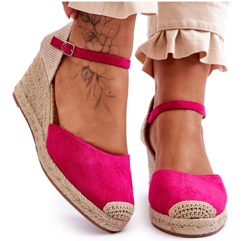 Fuchsia Cammer Suede Espadrilles Wedge sandaalit vaaleanpunainen Fuchsia Cammer Suede Espadrilles Wedge sandaalit vaaleanpunainen