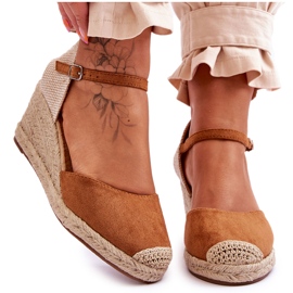 Camel Cammer Suede Espadrilles Wedge sandaalit ruskea