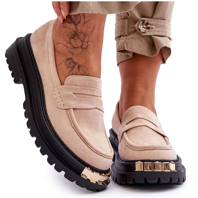 Klassiset mokkanahkaiset loaferit beigellä Monaro-koristeella