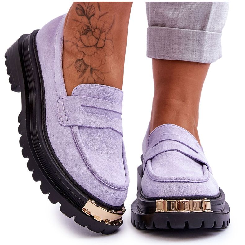 FJ1 Klassiset mokkanahkaiset loaferit violetilla Monaro-koristeella violetti