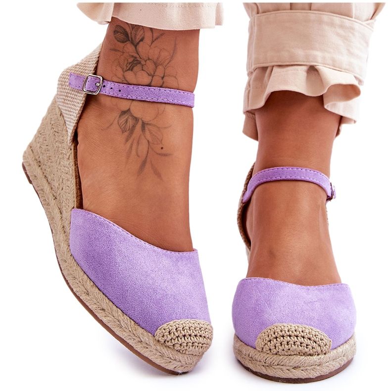 FJ1 Suede Espadrilles Wedge Sandals Purple Cammer violetti
