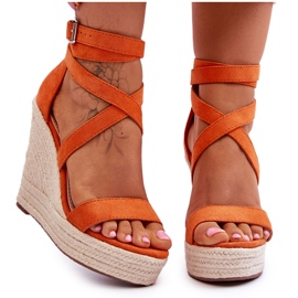 FJ1 Mukavat oranssit Lemira High Wedge -sandaalit