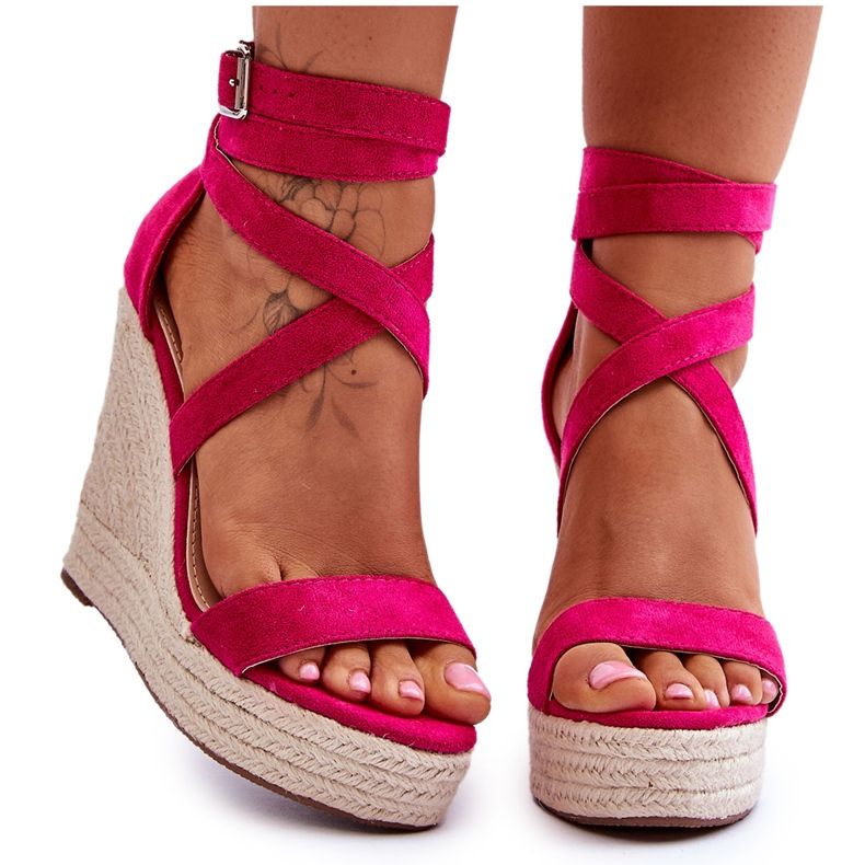 FJ1 Mukavat High Wedge -sandaalit Fuchsia Lemira vaaleanpunainen FJ1 Mukavat High Wedge -sandaalit Fuchsia Lemira vaaleanpunainen