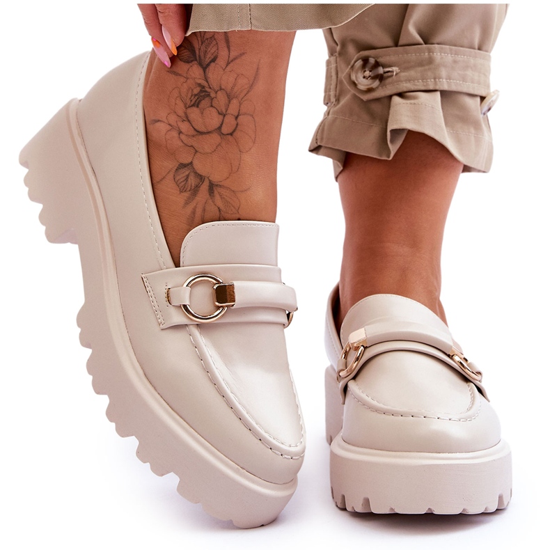 FJ1 Naisten nahkahousut beige Camerin