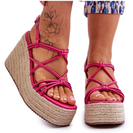 Muodikkaat kiila-sandaalit, joissa on punos Fuchsia Nessia vaaleanpunainen