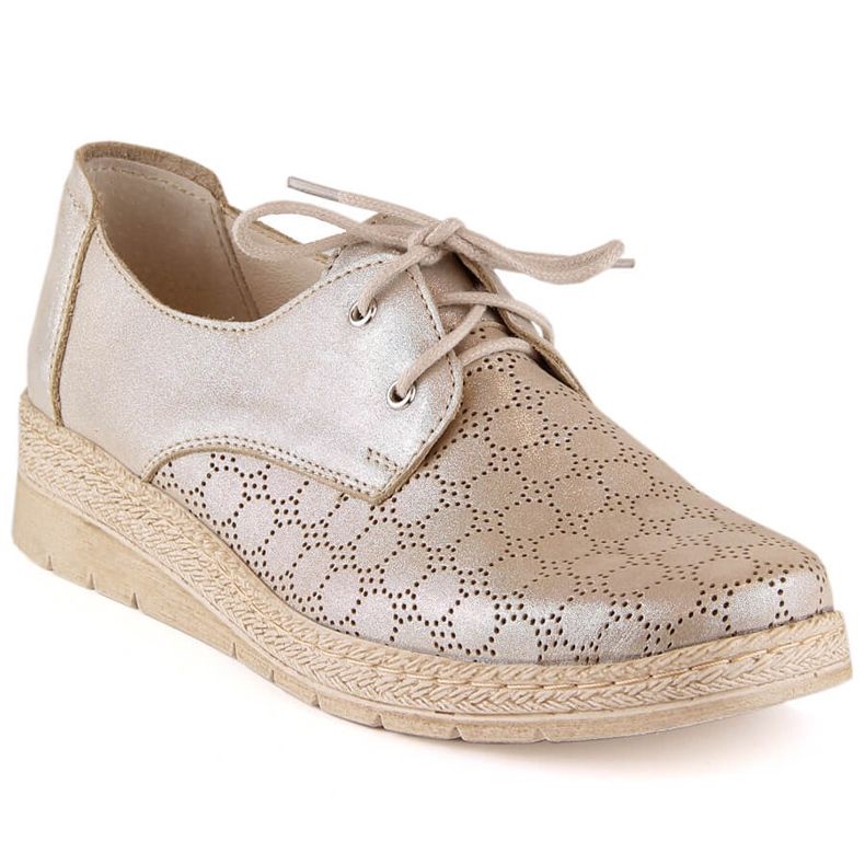 Nahkaiset mukavat naisten kengät kultaiset Helios 401 kultainen