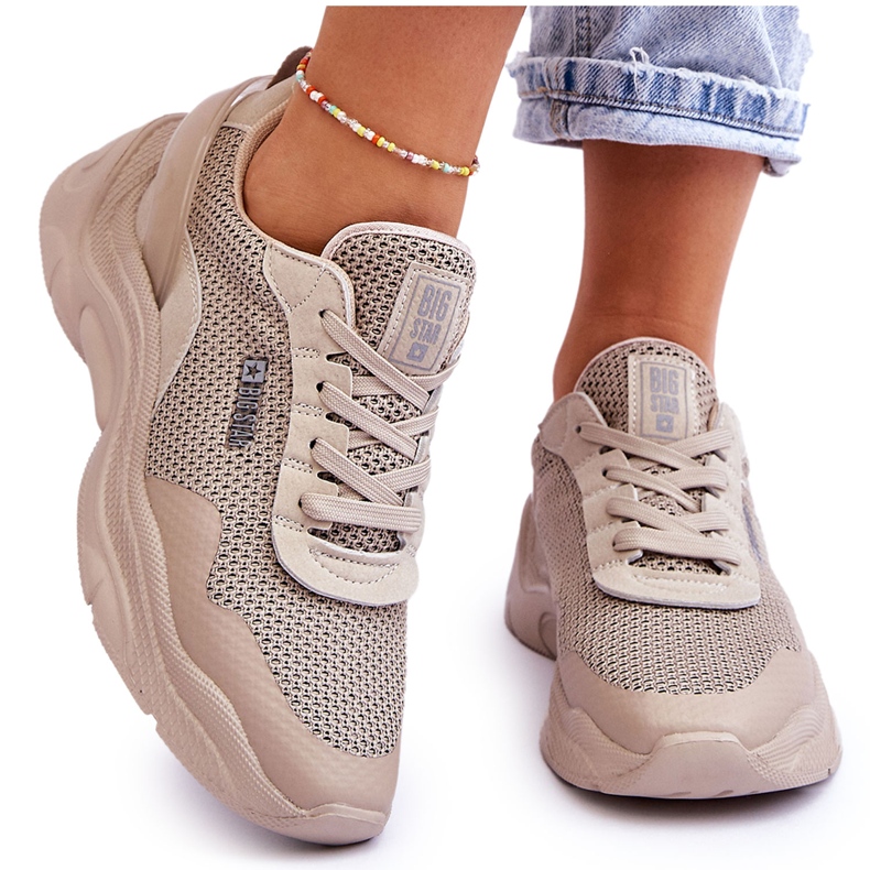 Naisten Memory Foam System Big Star -kankaiset urheilukengät LL274A066 beige