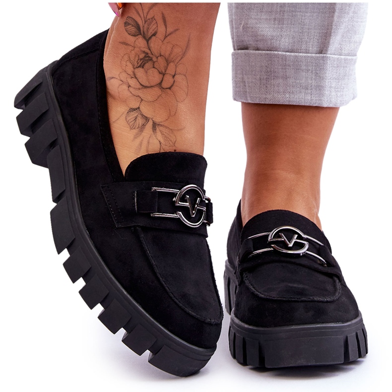 Vinceza Mokkanahka Naisten Loafers Musta Sanvi