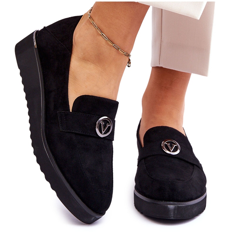 Vinceza Naisten mokkanahka, matala kiilahousu, musta Synthia