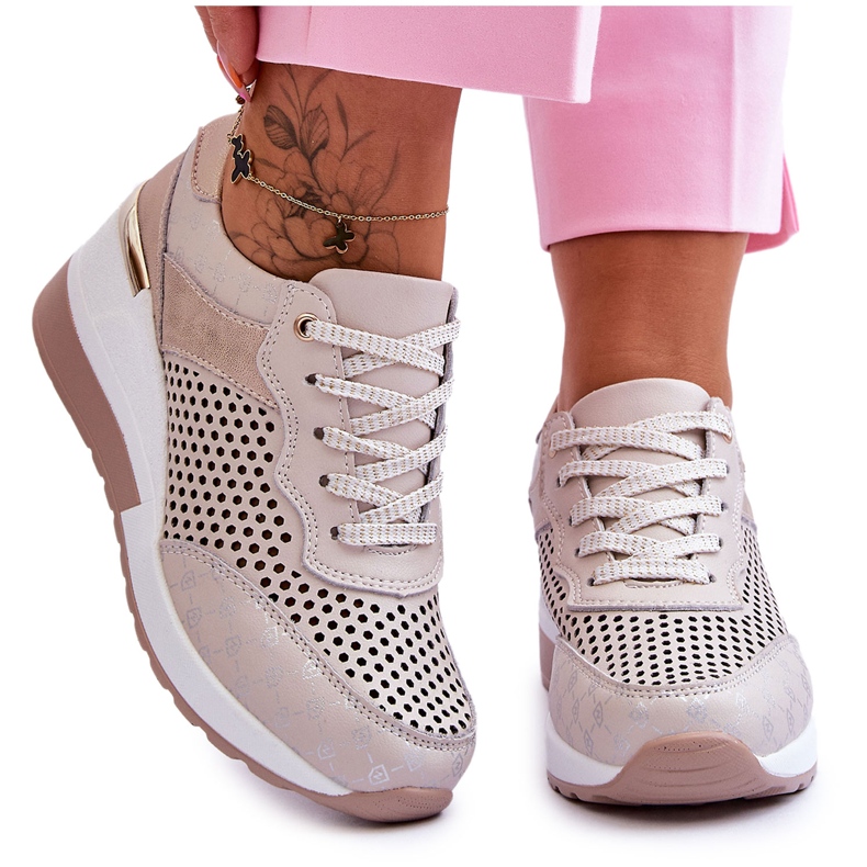 S.Barski Naisten nahkaiset avoimet tennarit, vaalea beige Virginia