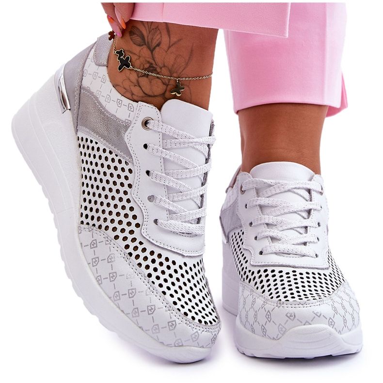 S.Barski Naisten nahkaiset avoimet tennarit, valkoinen Virginia