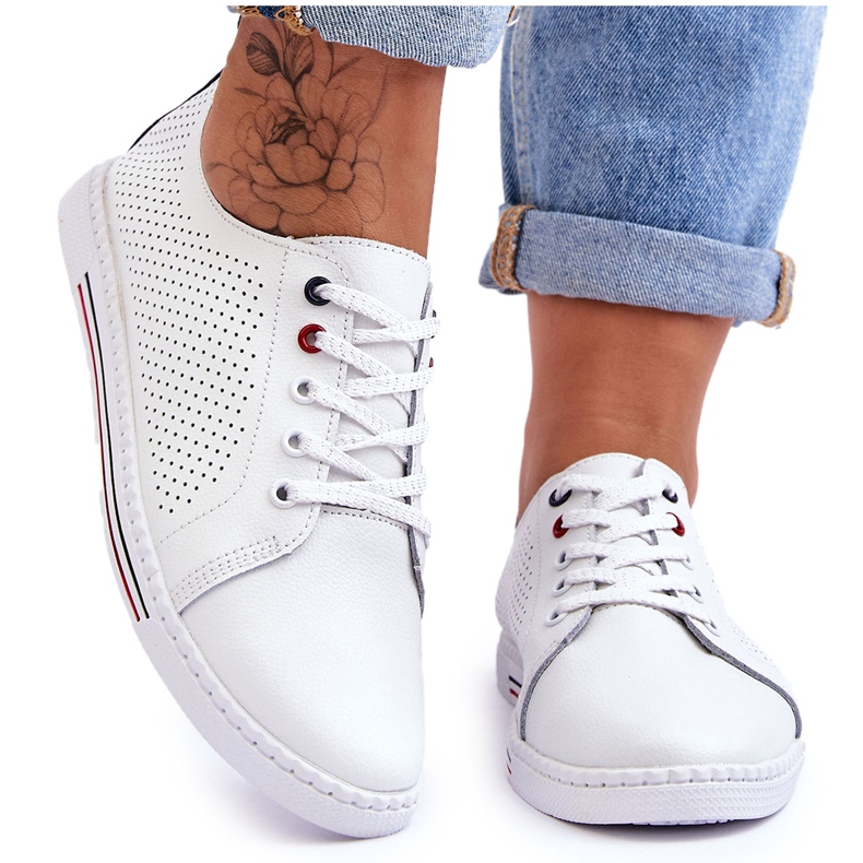 S.Barski Naisten avoimet nahkalenkkarit, valkoinen Ferone